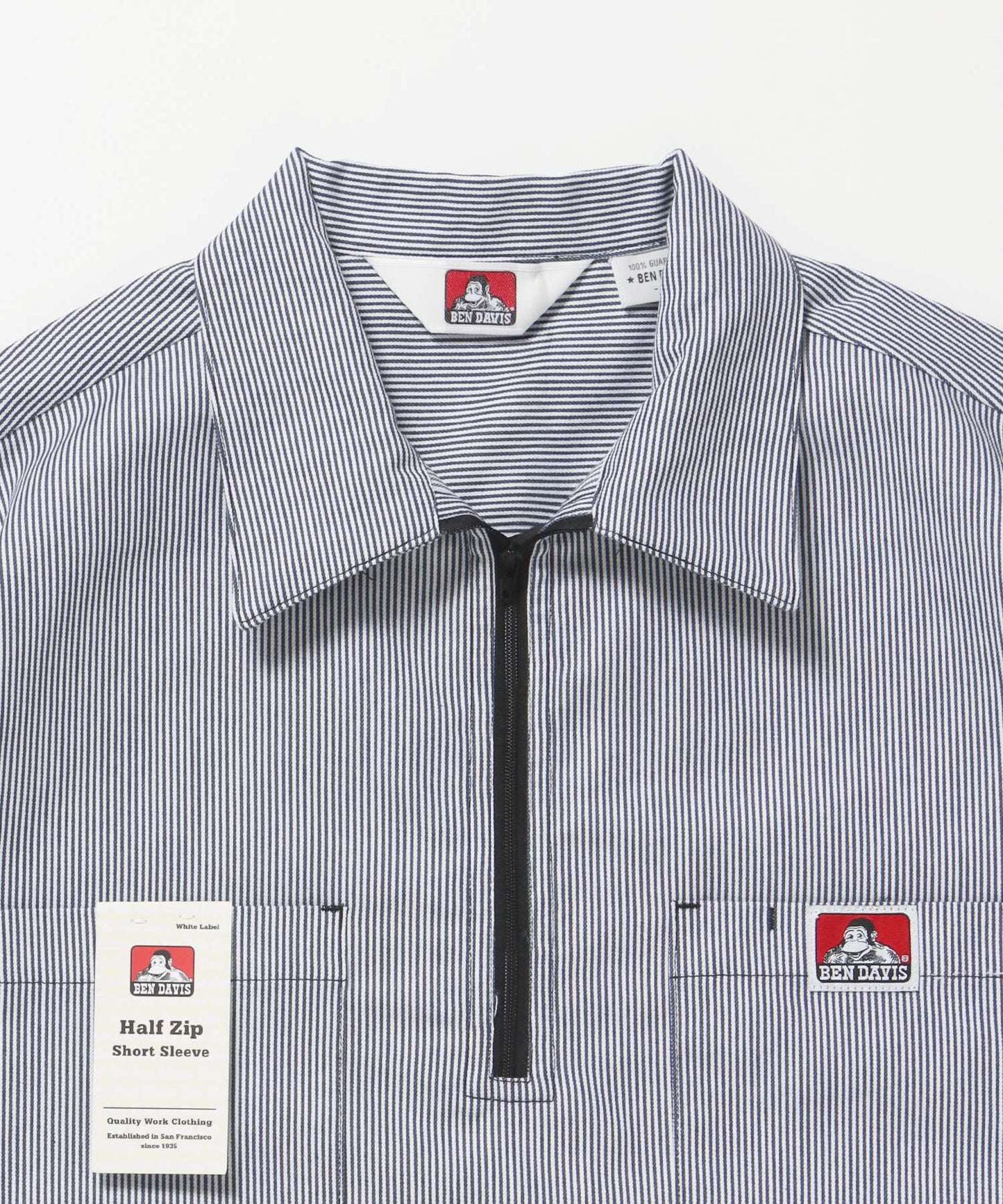 1/2ZIP S/S SHIRT / ハーフジップ シャツ 半袖 クルーネック ワンポイント ピス ワンポイント 【セットアップ着用可能】 ブルー
