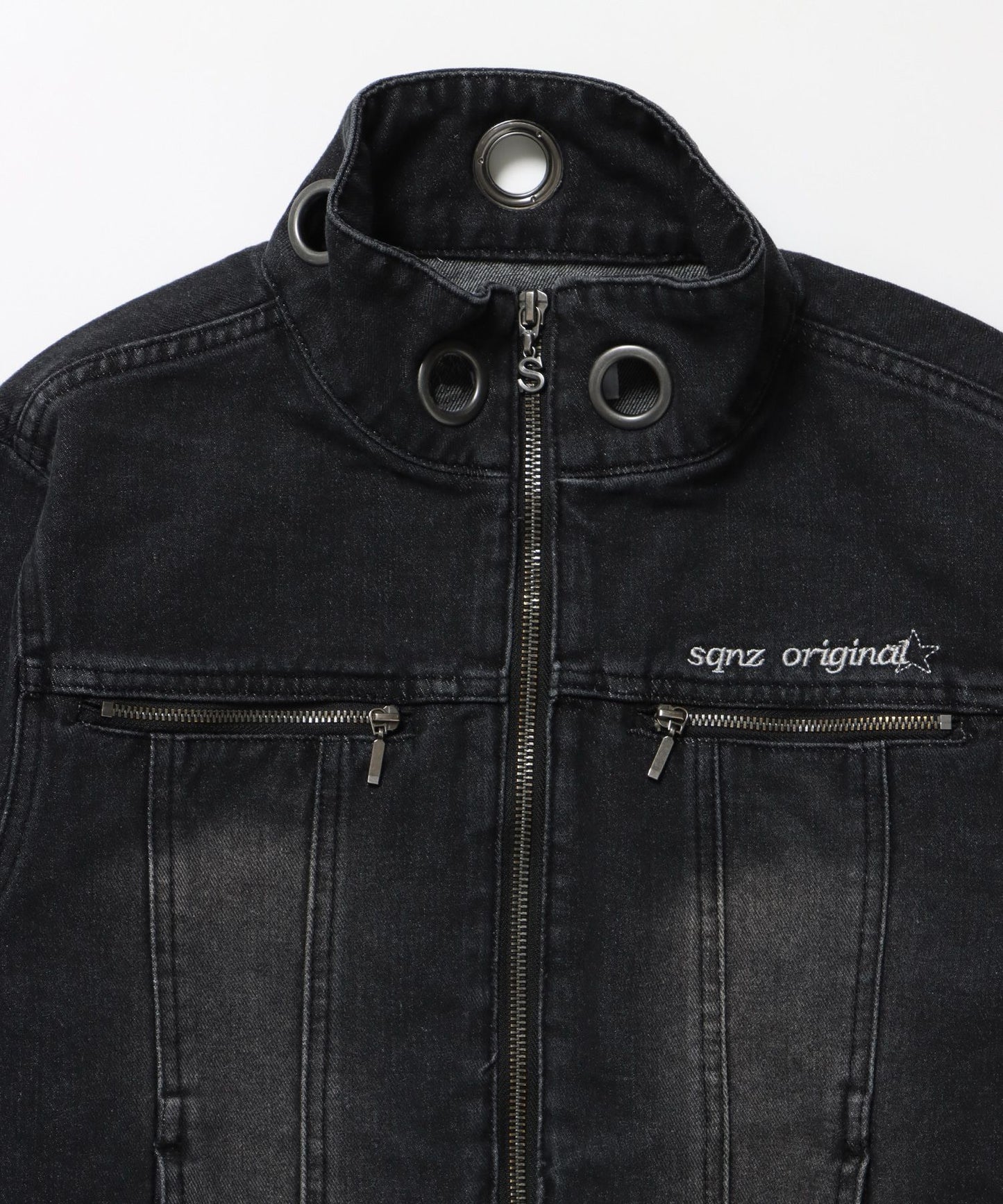 ※WEB限定 / ロールアップスタッズデニム / sqnz star roll-up denim ブラック