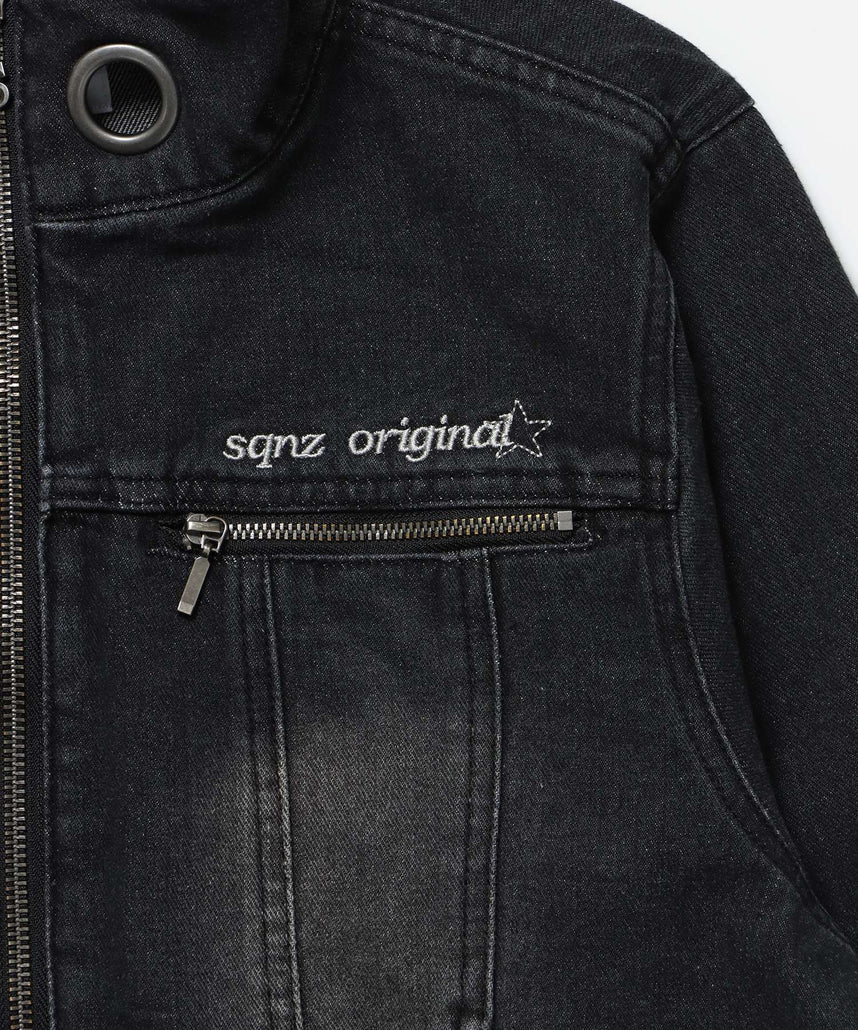 ※WEB限定 / ロールアップスタッズデニム / sqnz star roll-up denim ブラック