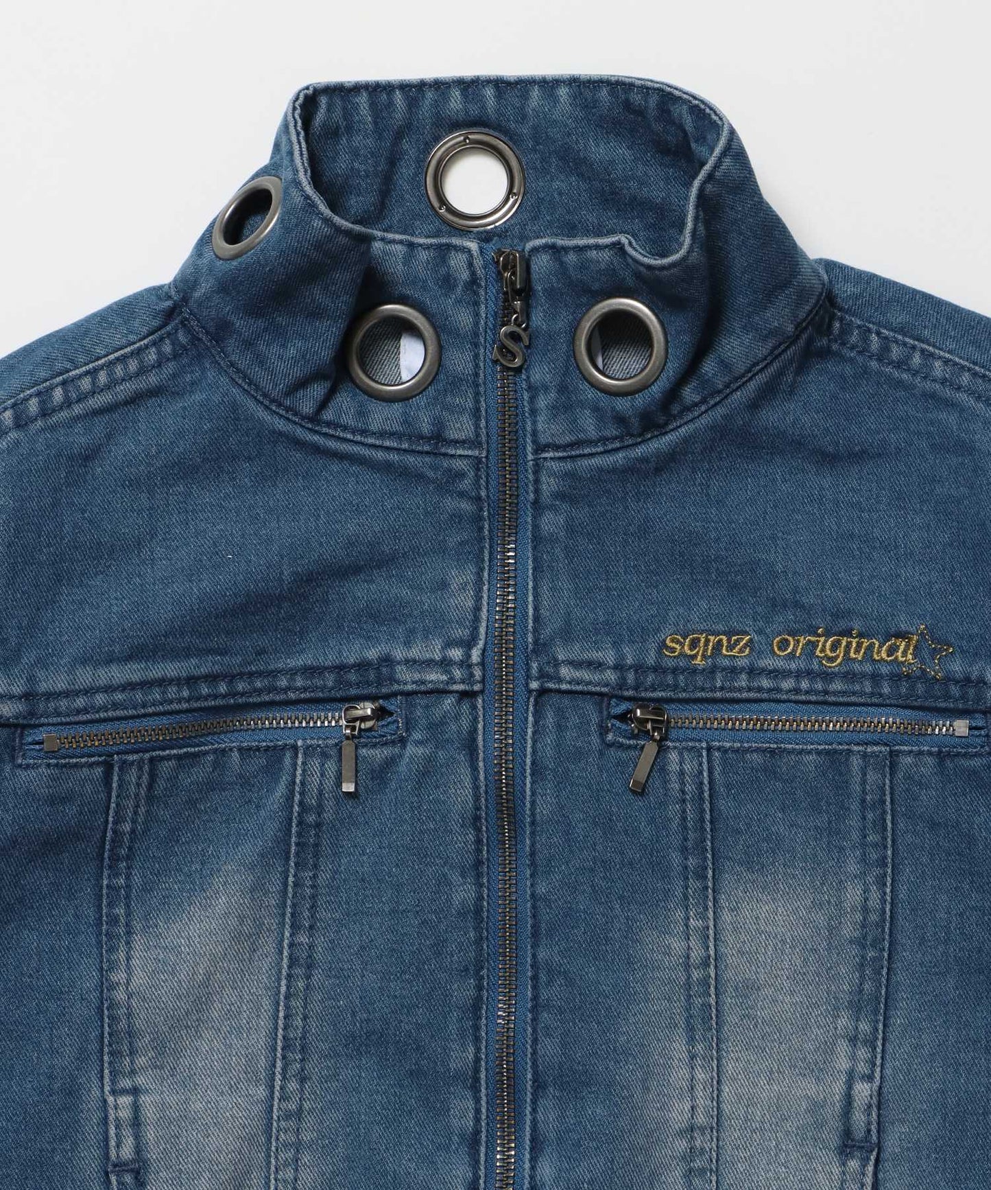 ※WEB限定 / ロールアップスタッズデニム / sqnz star roll-up denim ブルー