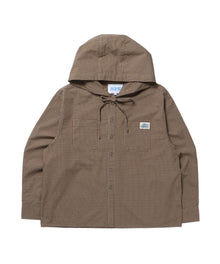 sqnz angel hooded l/s shirts  / 長袖シャツ パーカー チェック フーディ ワンポイント シンプル  グリーン