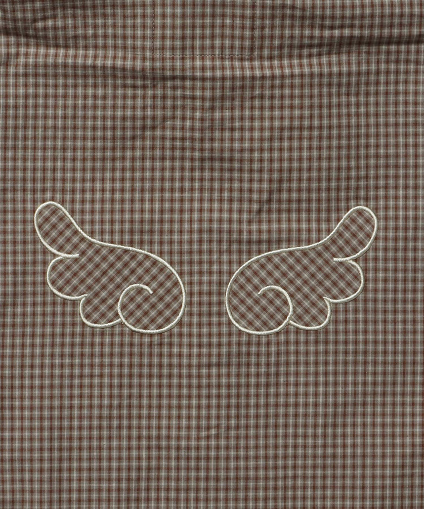 sqnz angel hooded l/s shirts  / 長袖シャツ パーカー チェック フーディ ワンポイント シンプル  グリーン