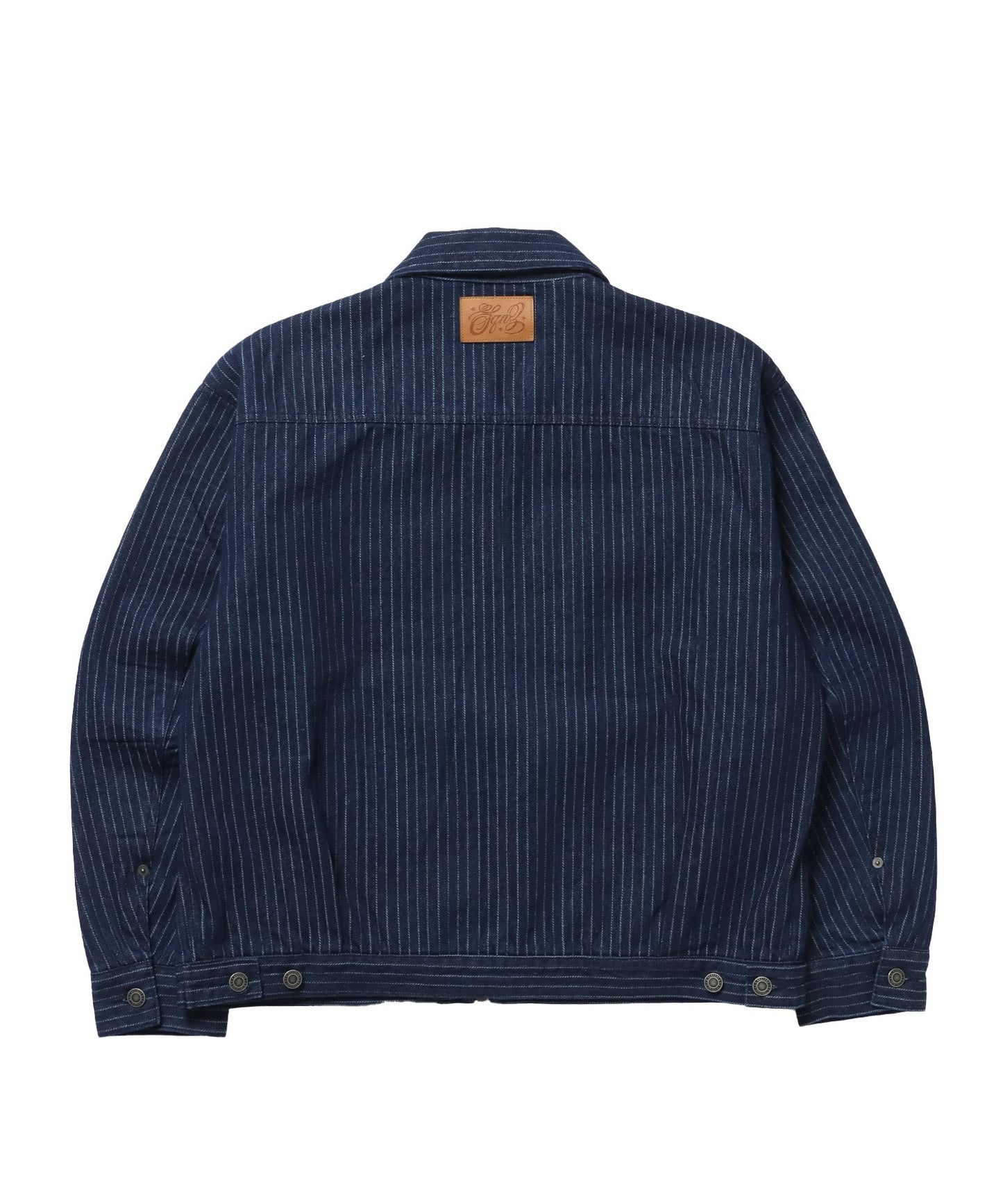 sqnz double pocket zip denim / デニム リジッド ジャケット 刺繍 レザーパッチ ダブルジップ 短丈 ネイビー