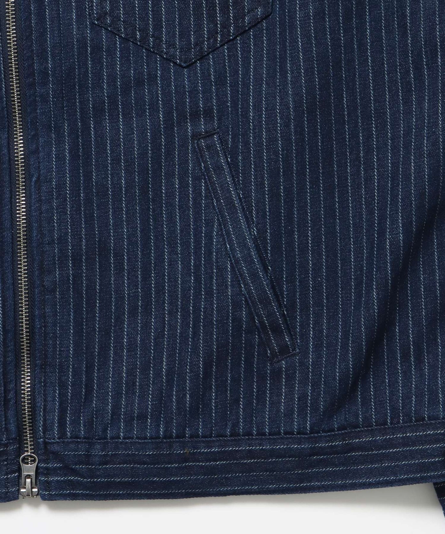 sqnz double pocket zip denim / デニム リジッド ジャケット 刺繍 レザーパッチ ダブルジップ 短丈 ネイビー