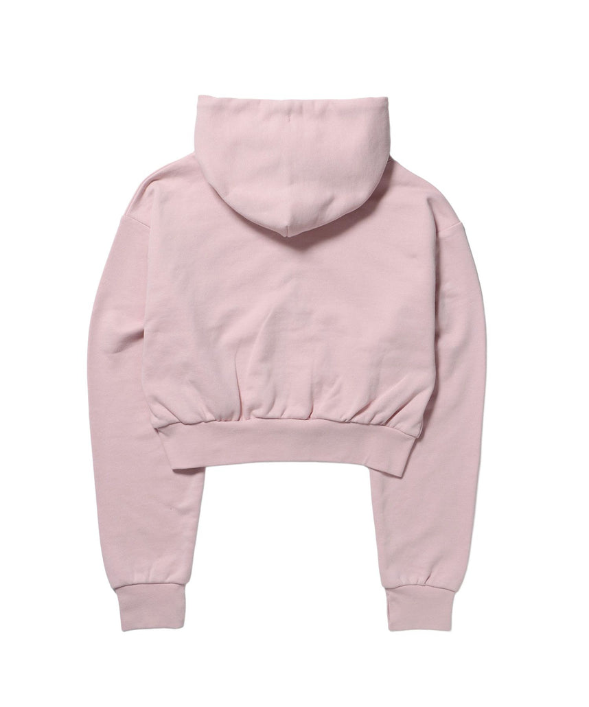 sqnz rhinestone & eyelet zip p/k / ジップパーカー スタッズ ハトメ ラインストーン フーディ 短丈 裏毛 【セットアップ着用可能】 ライトピンク