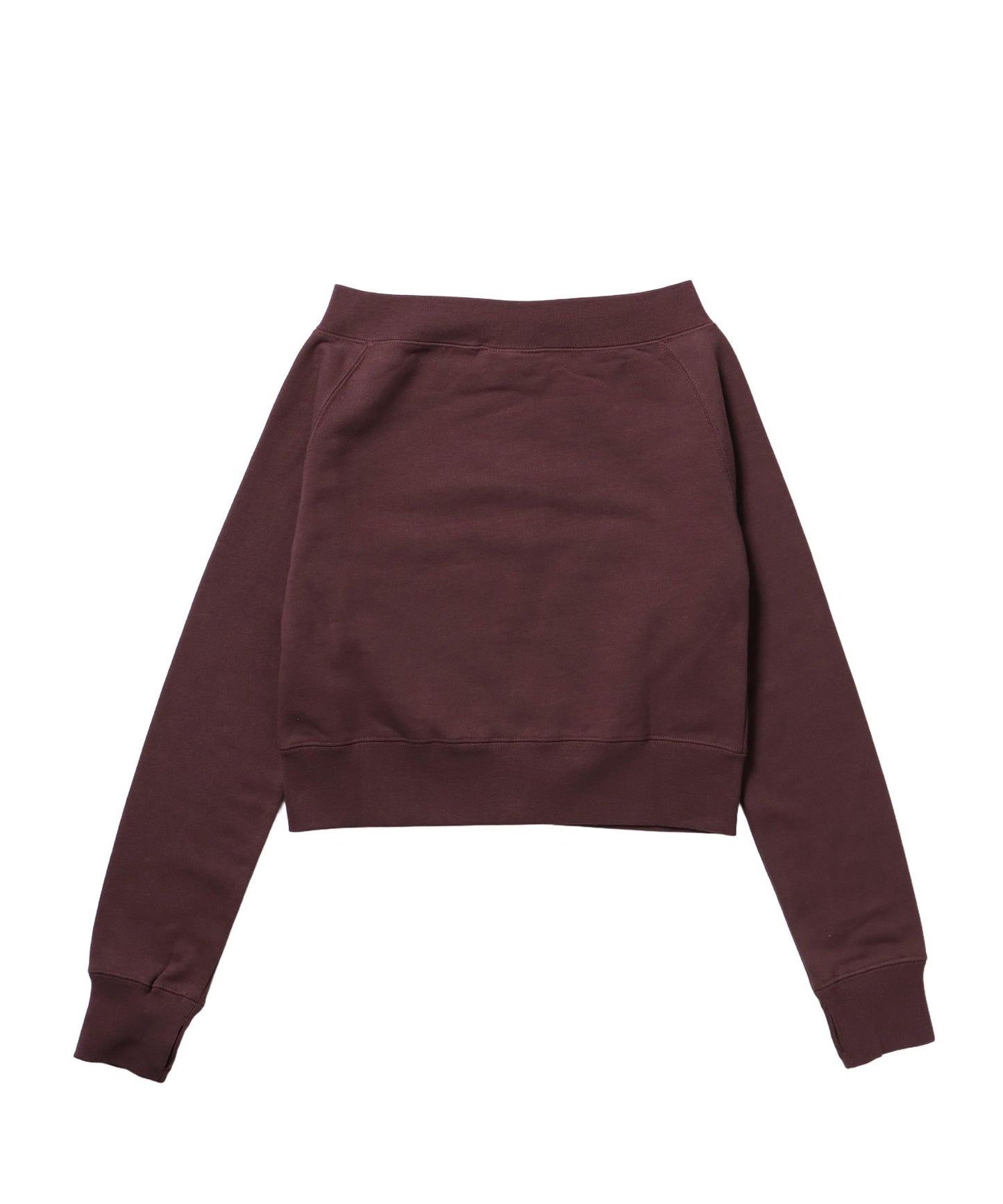 sqnz off shoulder zip p/k / オフショルダー ダブルジップ スウェット 裏毛 ワンポイント サムホール プリント モカ