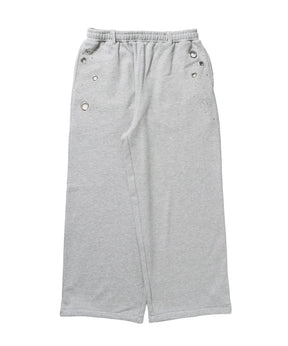 sqnz rhinestone & eyelet sweat pants / ラインストーン スウェットパンツ 裏毛 ハトメ ポケット 【セットアップ着用可能】 グレー