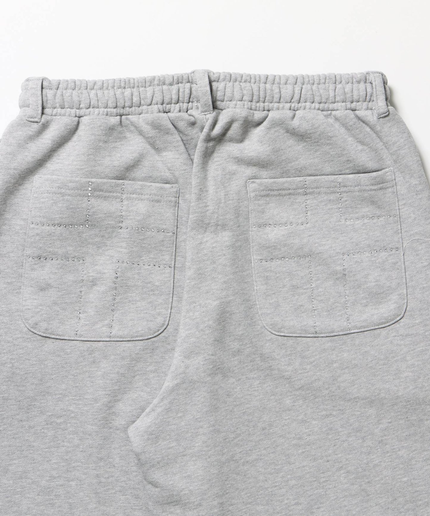 sqnz rhinestone & eyelet sweat pants / ラインストーン スウェットパンツ 裏毛 ハトメ ポケット 【セットアップ着用可能】 グレー