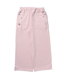 sqnz rhinestone & eyelet sweat pants / ラインストーン スウェットパンツ 裏毛 ハトメ ポケット 【セットアップ着用可能】 ライトピンク