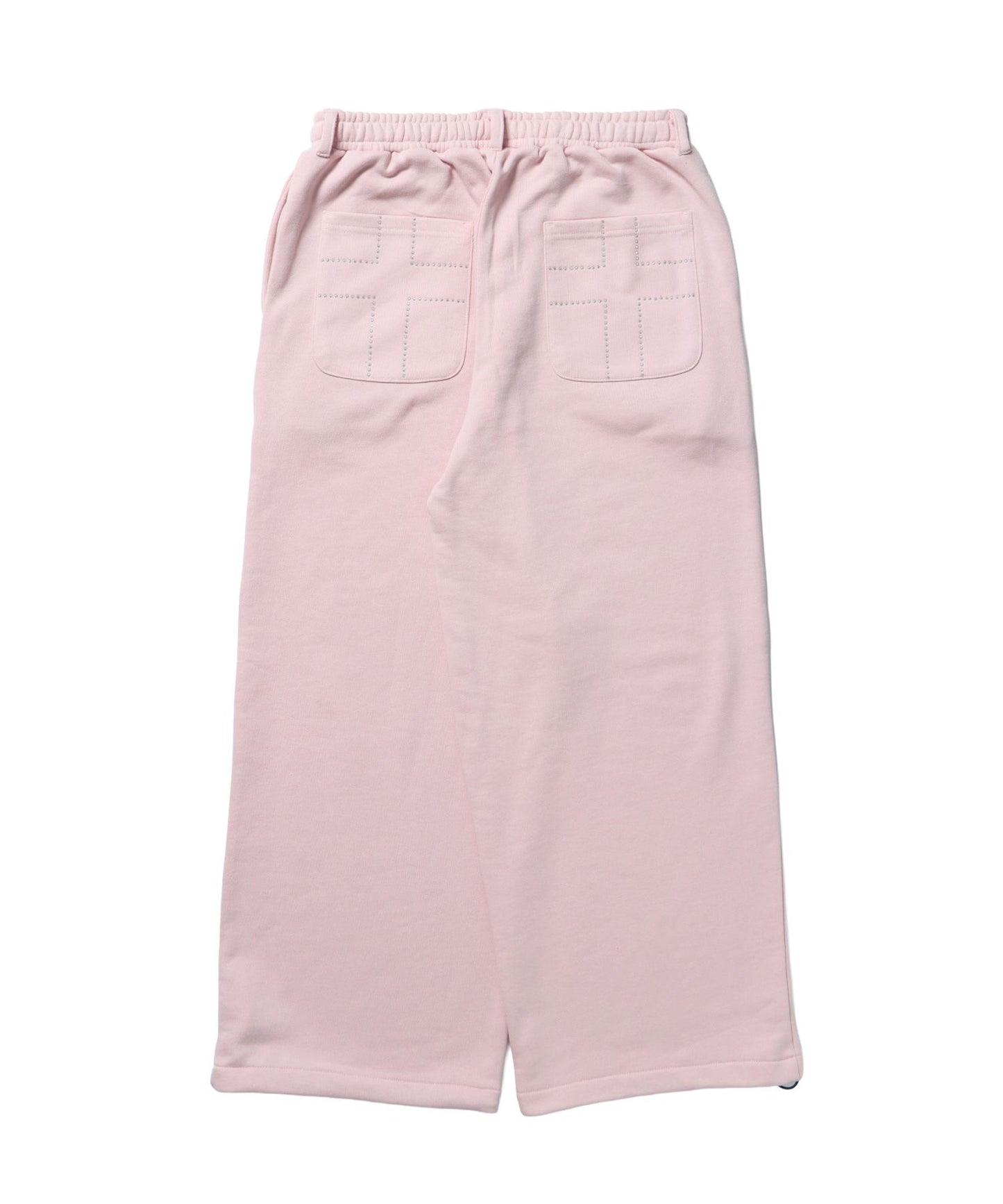 sqnz rhinestone & eyelet sweat pants / ラインストーン スウェットパンツ 裏毛 ハトメ ポケット 【セットアップ着用可能】 ライトピンク