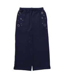 sqnz rhinestone & eyelet sweat pants / ラインストーン スウェットパンツ 裏毛 ハトメ ポケット 【セットアップ着用可能】 ダークネイビー