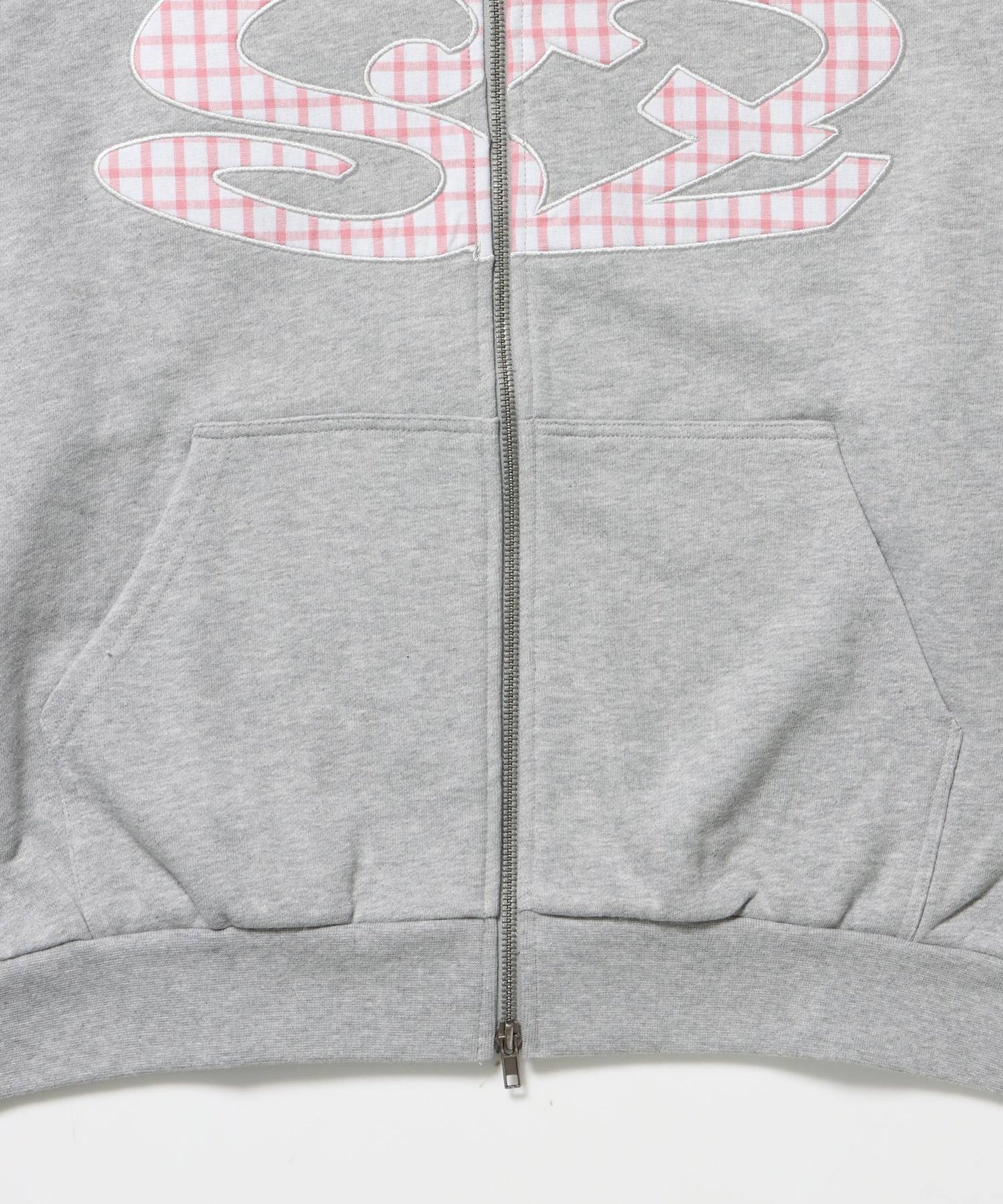 sqnz logo applique zip p/k / 裏毛 ダブルジップ ジップパーカー フーディ 星柄 ボーダー チェック グレー