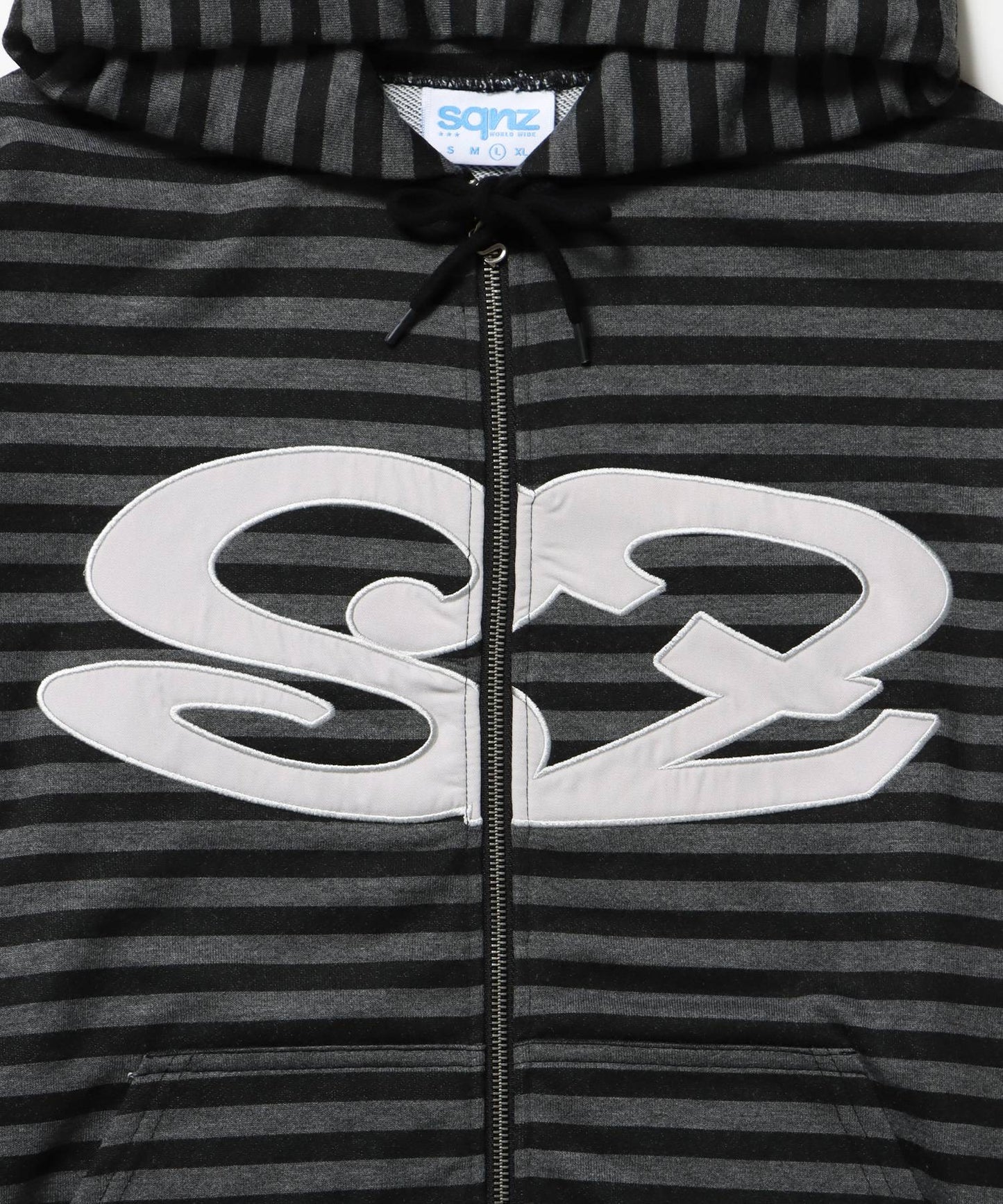 sqnz logo applique zip p/k / 裏毛 ダブルジップ ジップパーカー フーディ 星柄 ボーダー チェック 柄81