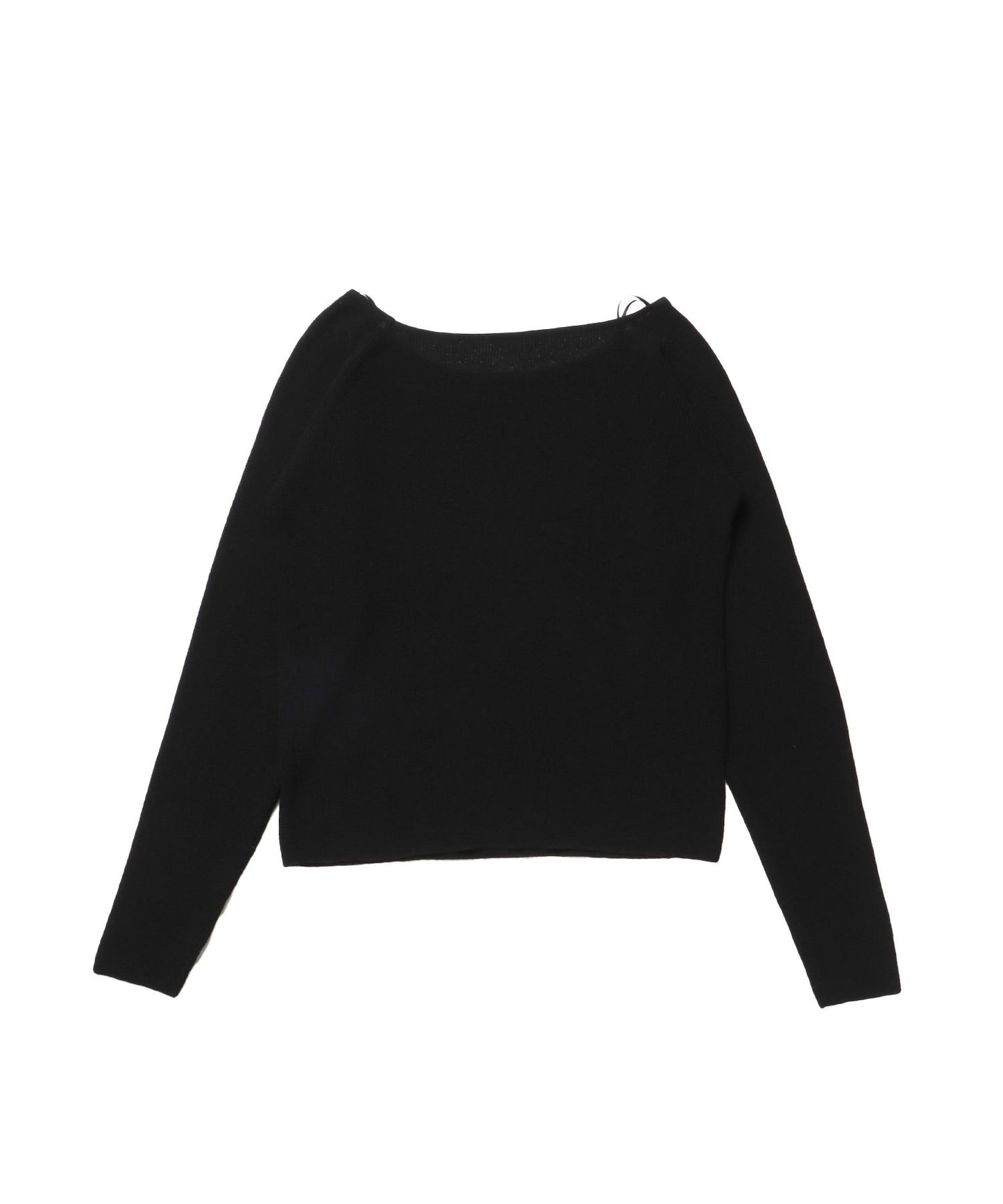 sqnz rock sheer knit / ワンショルダー ニット クルーネック 長袖 プリント シアー ブラック