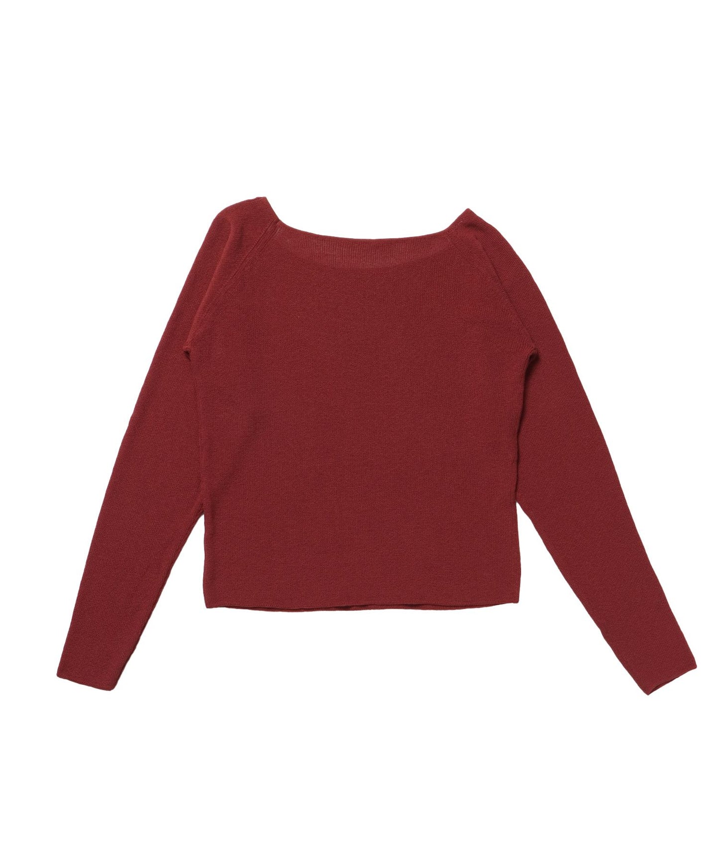 sqnz rock sheer knit / ワンショルダー ニット クルーネック 長袖 プリント シアー レッド