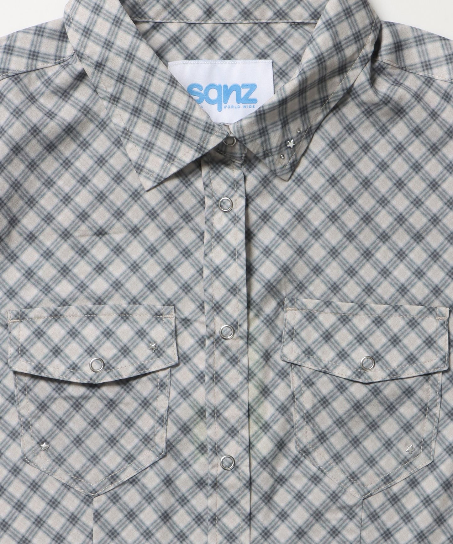 ※WEB限定 / レディースコンパクトチェックシャツ / sqnz double pocket compact check shirts アイボリー
