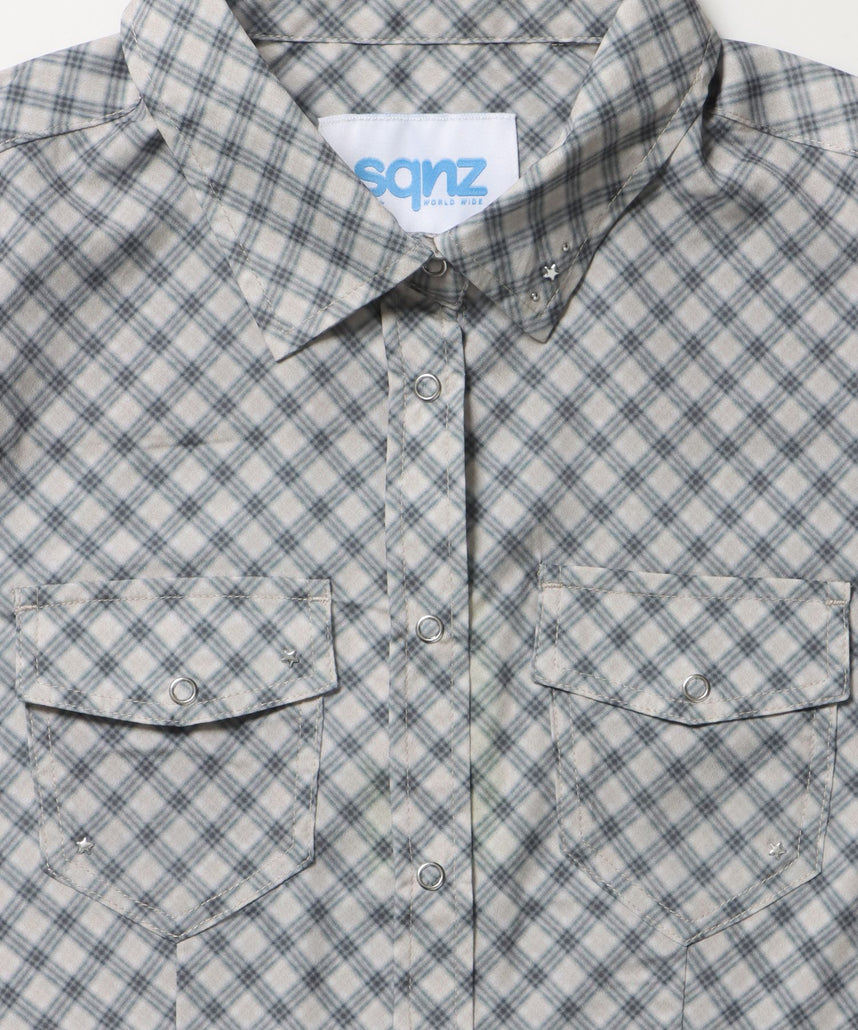 ※WEB限定 / レディースコンパクトチェックシャツ / sqnz double pocket compact check shirts アイボリー