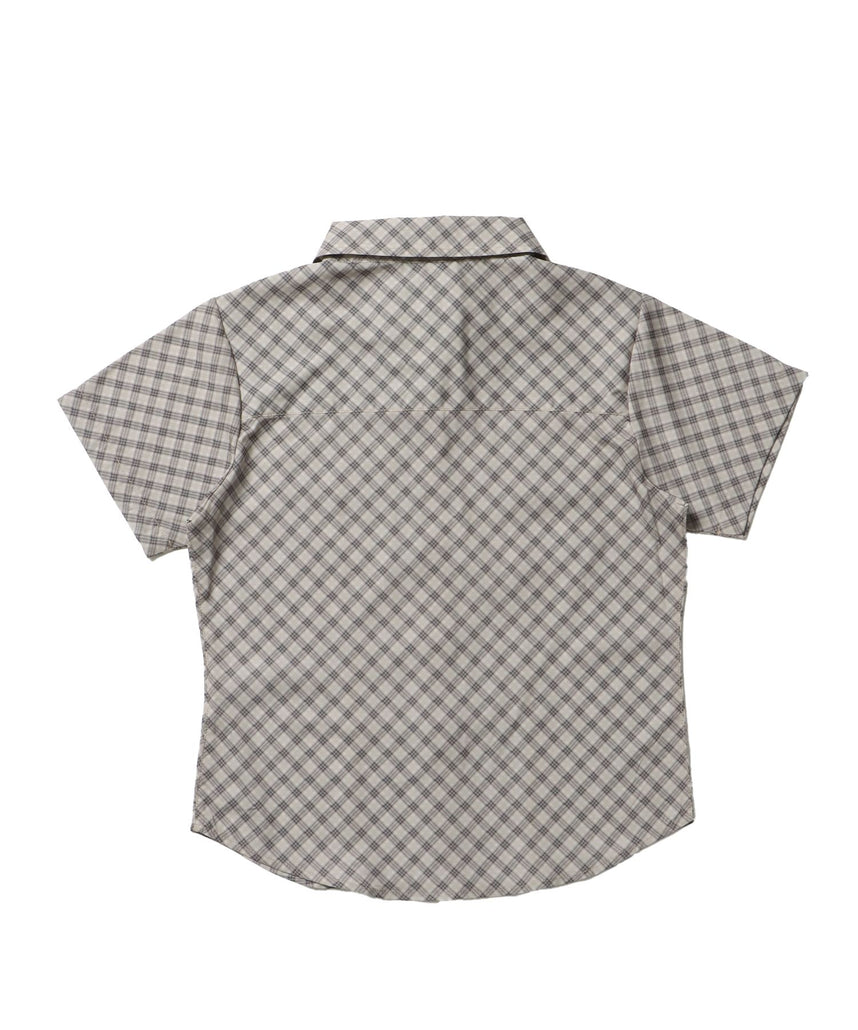※WEB限定 / レディースコンパクトチェックシャツ / sqnz double pocket compact check shirts ベージュ
