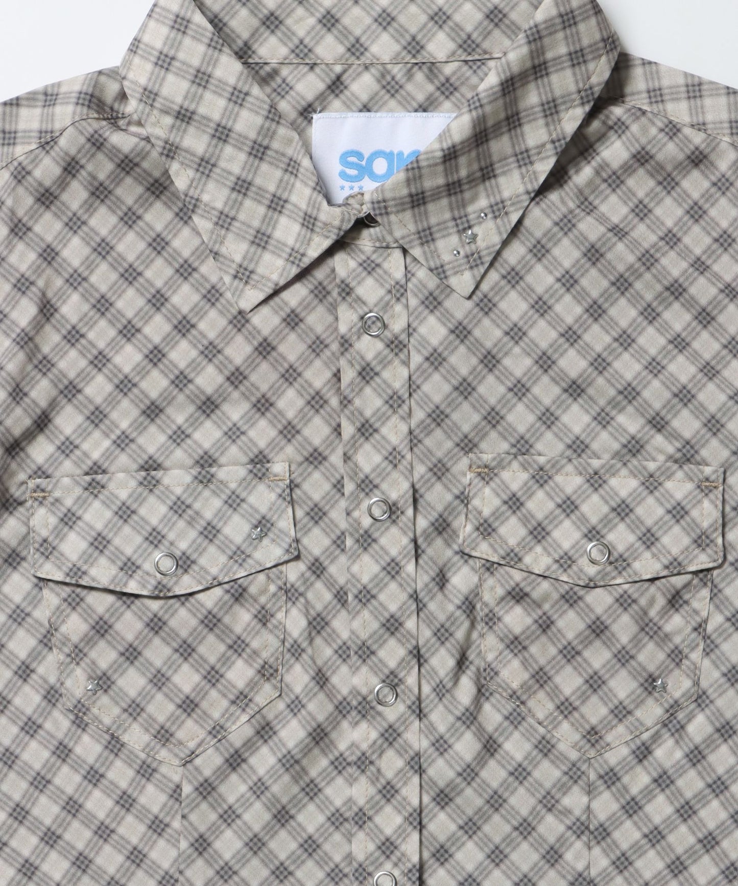 ※WEB限定 / レディースコンパクトチェックシャツ / sqnz double pocket compact check shirts ベージュ