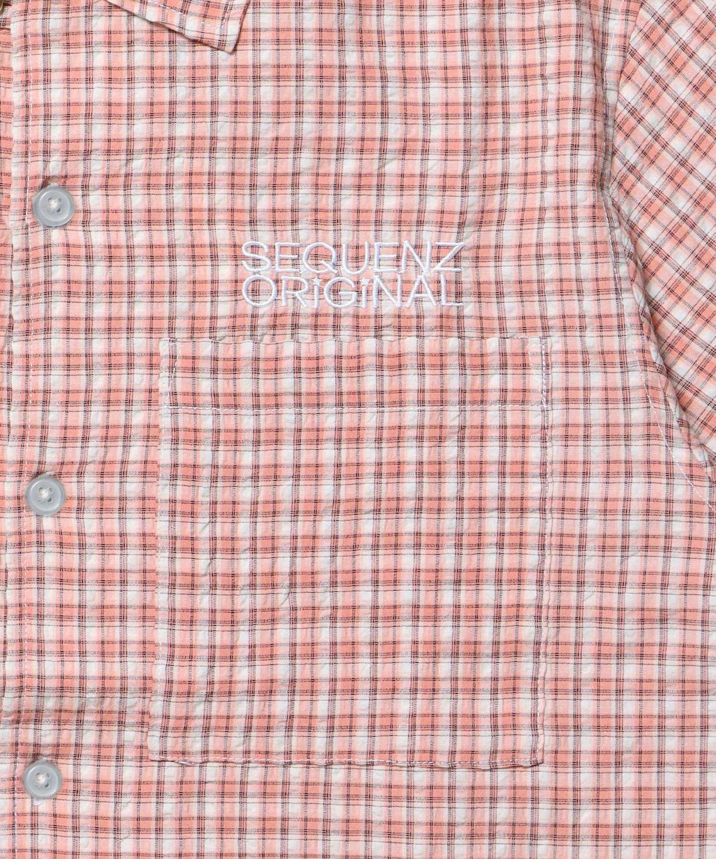 ※WEB限定 / チェック半袖シャツ / sqnz applique check shirts ワッペン ピンク