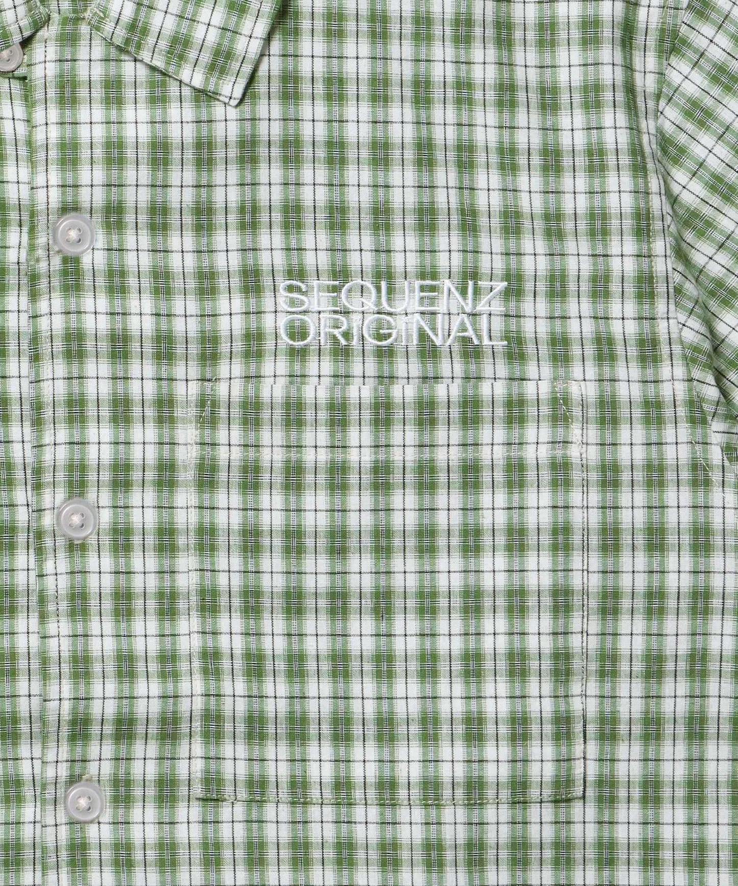 ※WEB限定 / チェック半袖シャツ / sqnz applique check shirts グリーン