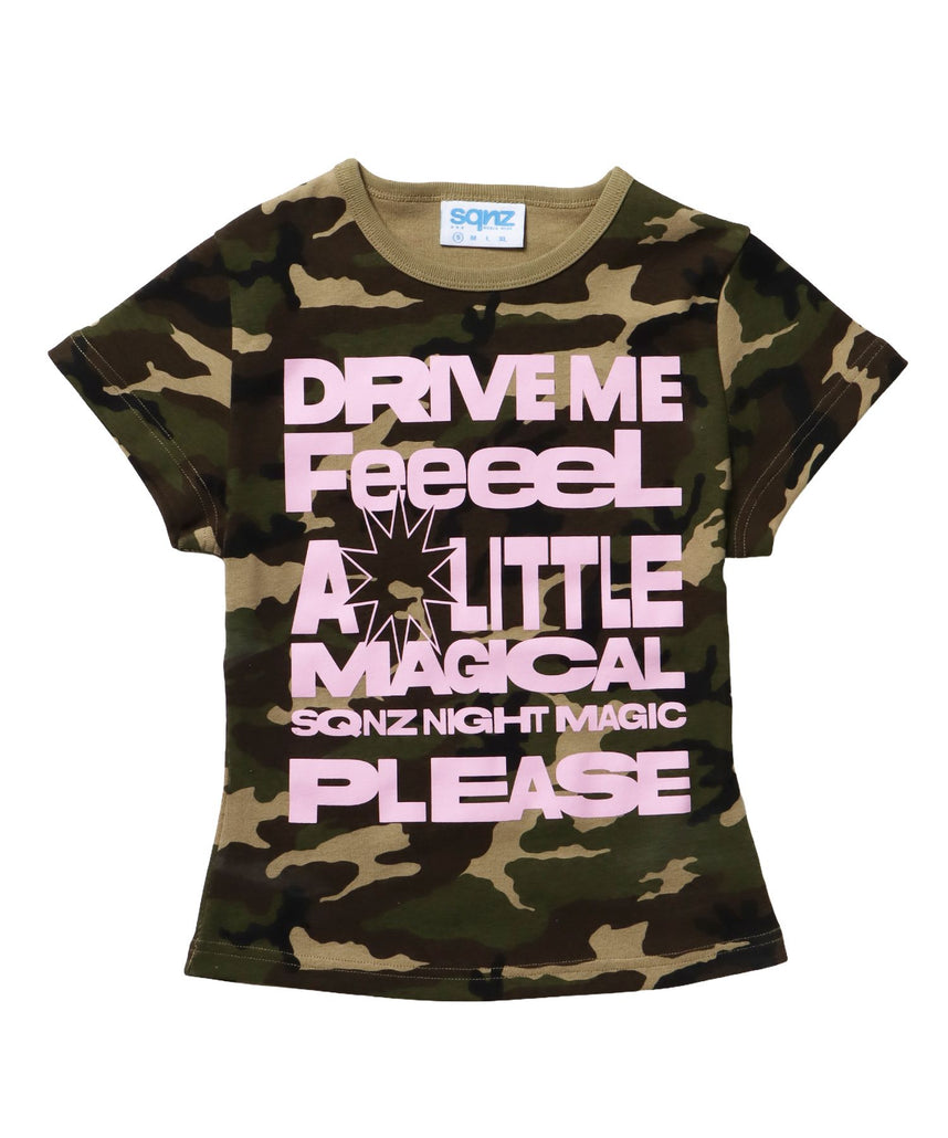 【sqnz（エスキュンズ）】sqnz message pt compact tee / レディース Tシャツ 半袖 プリント ピチT ちびT クルーネック 柄80