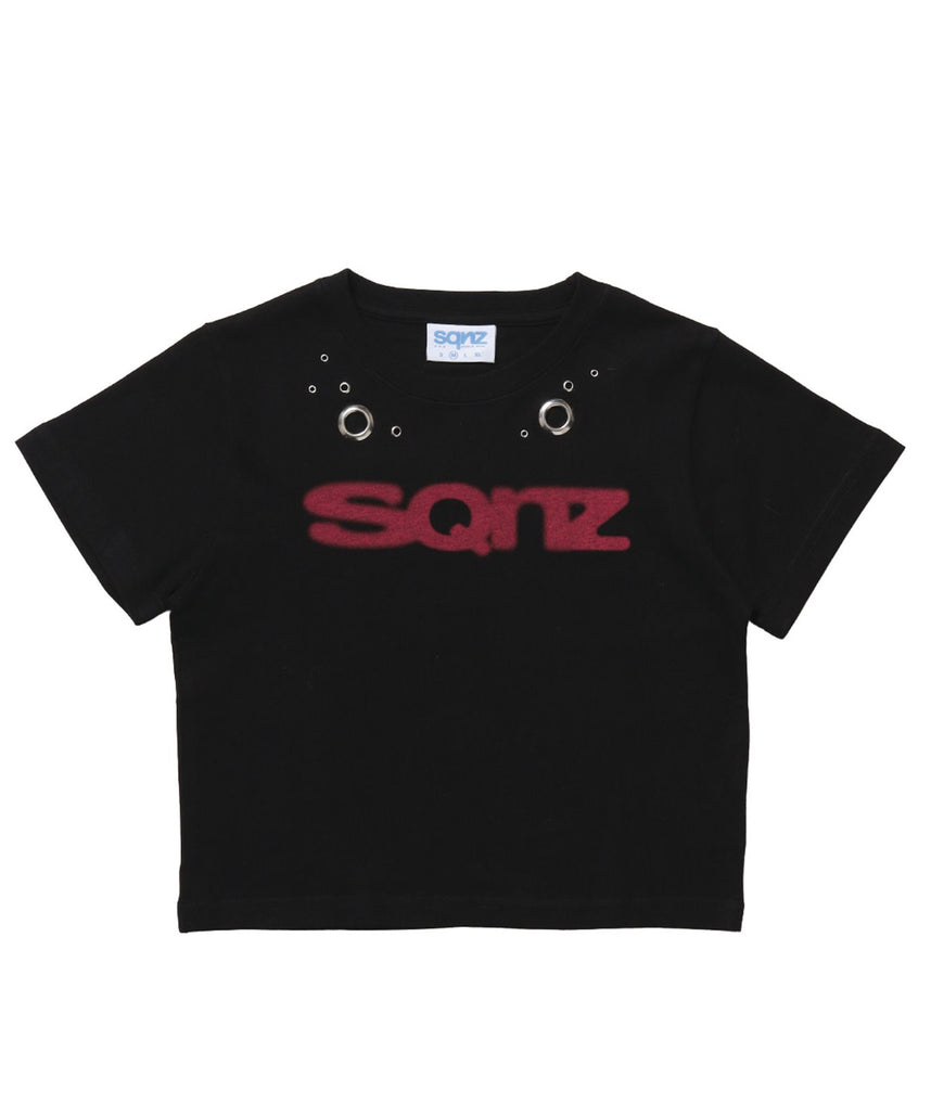 WEB限定 / アイレット / ぼかしロゴ半袖ピチT / sqnz eyelet babe tee