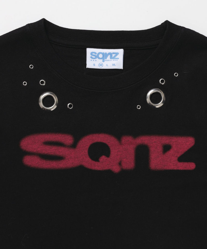 WEB限定 / アイレット / ぼかしロゴ半袖ピチT / sqnz eyelet babe tee