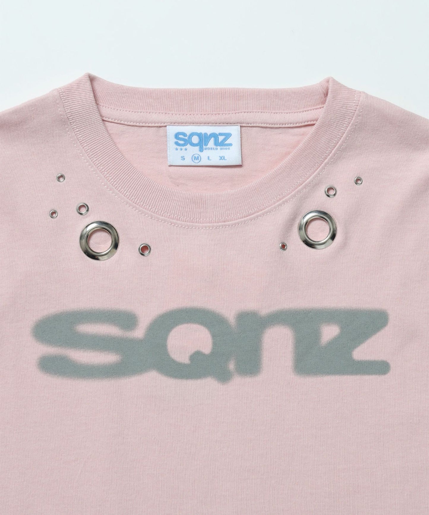 ※WEB限定 / ぼかしロゴ半袖ピチT / sqnz eyelet babe tee ライトピンク