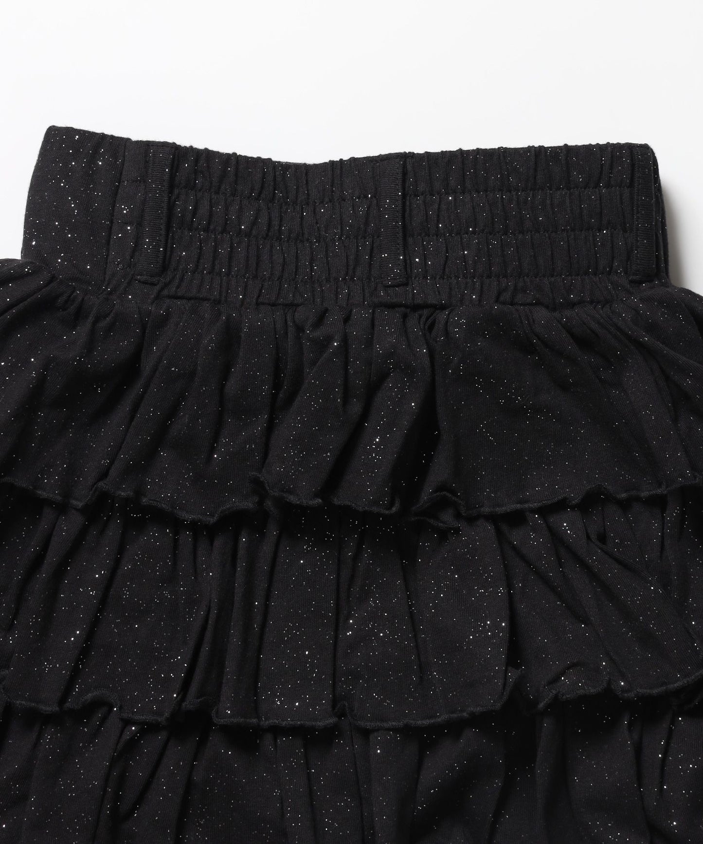 ※WEB限定 / レディースグリッターフリルミニスカート / sqnz glitter tiered skirt  ブラック