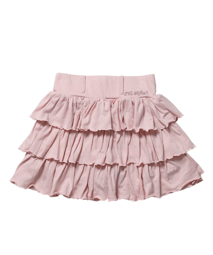 【sqnz（エスキュンズ）】sqnz glitter tiered skirt / レディース スカート フリル ベルトループ グリッター ラメ 刺繍 ワンポイント【セットアップ着用可能】 ライトピンク