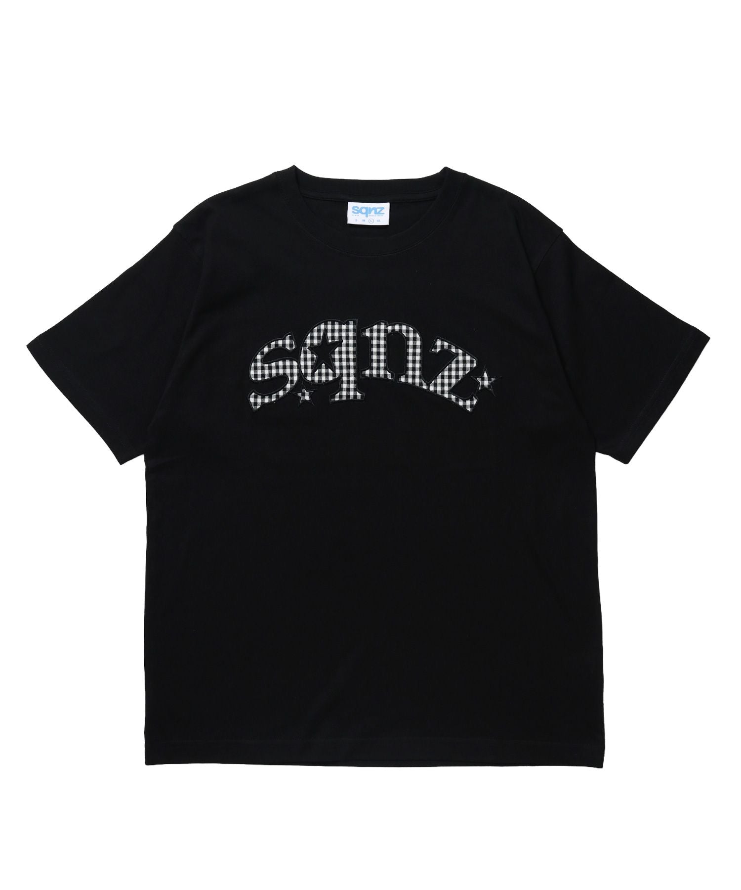 ブラック ブランドロゴ Tシャツ(sample) WEB限定 / ワッペン×チェック / スターロゴ半袖Tシャツ / sqnz star