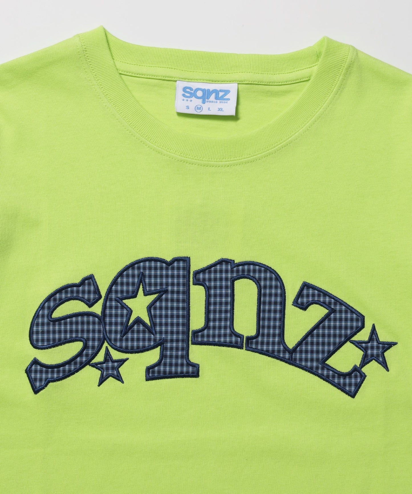 ※WEB限定 / スターロゴ半袖Tシャツ / sqnz star logo checkered applique tee イエロー