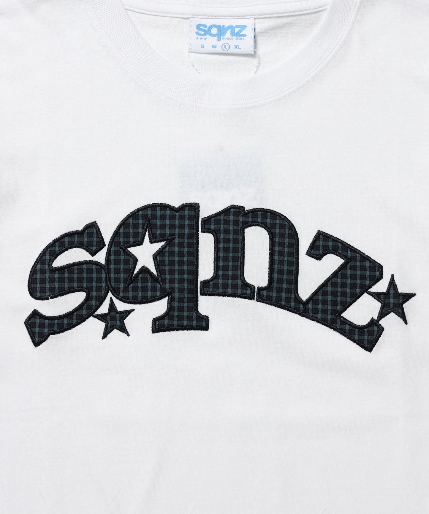 ※WEB限定 /スターロゴ半袖Tシャツ / sqnz star logo checkered applique tee ホワイト系その他