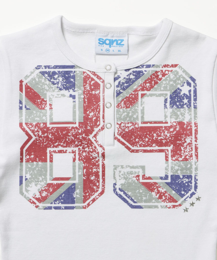 ※WEB限定 / レディースユニオンジャックヘンリーT / sqnz union jack henley tee ホワイト