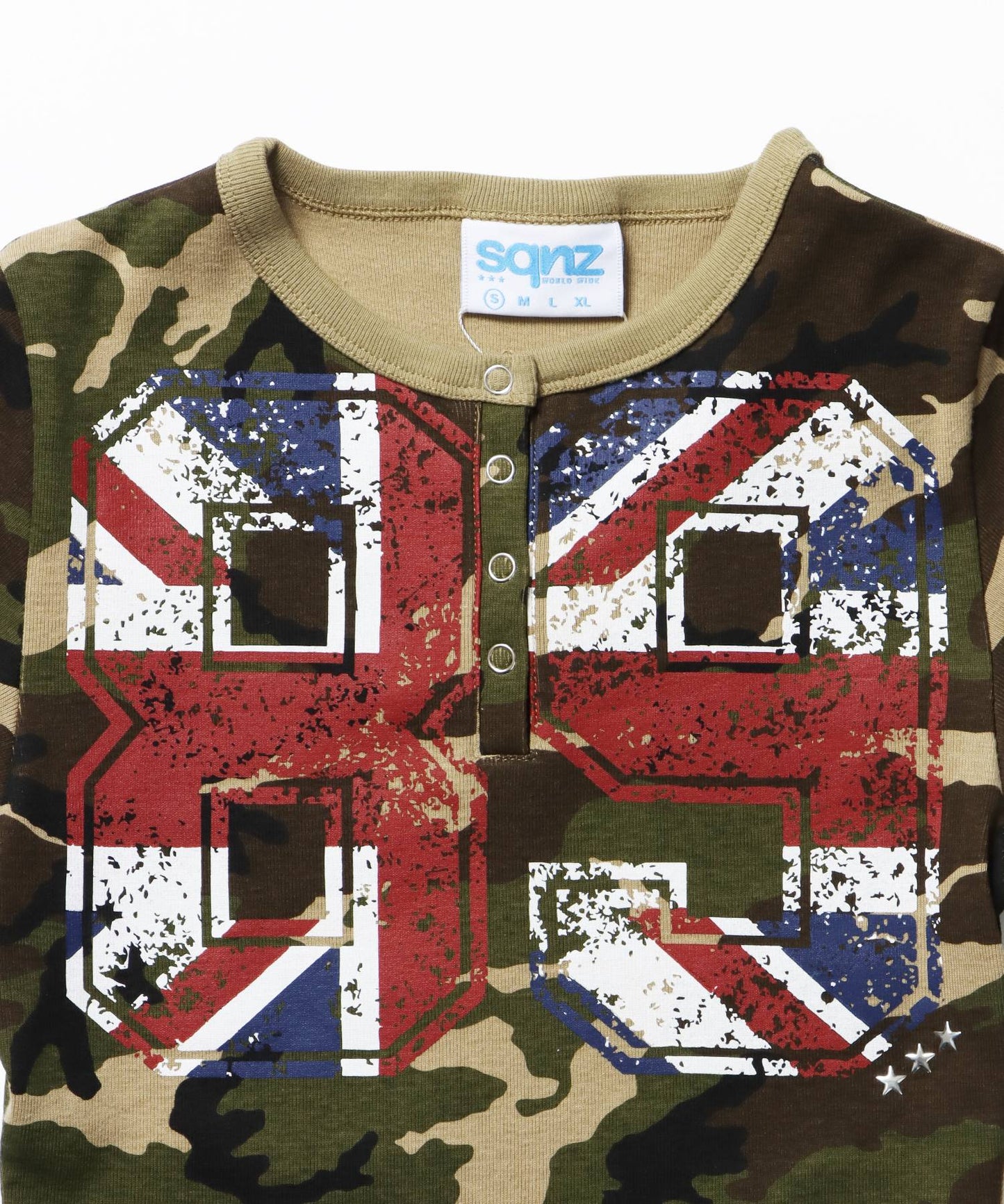 ※WEB限定 / レディースユニオンジャックヘンリーT / sqnz union jack henley tee 柄80
