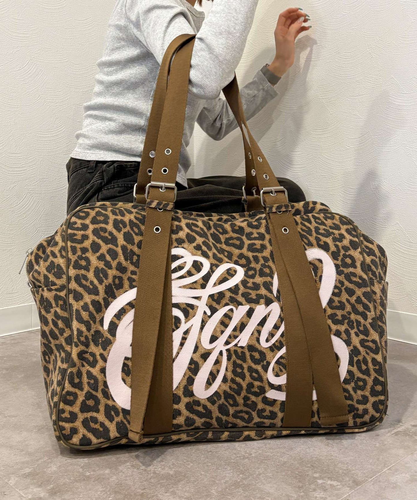 sqnz vintage boston bag / スクール ボストン バック アジャスター レオパード柄 柄81