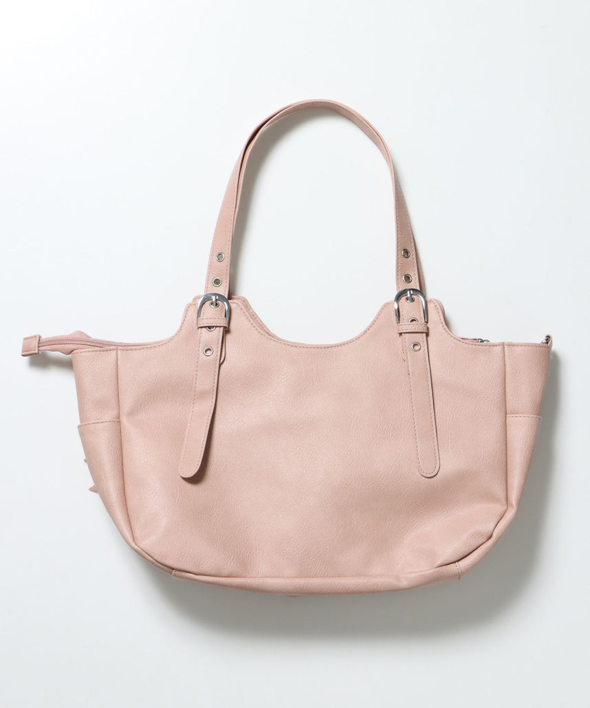 【sqnz（エスキュンズ）】sqnz star eylet bag / ２WAY仕様 フェイクレザー バック アジャスター ハンドバック ショルダーバック ピンク