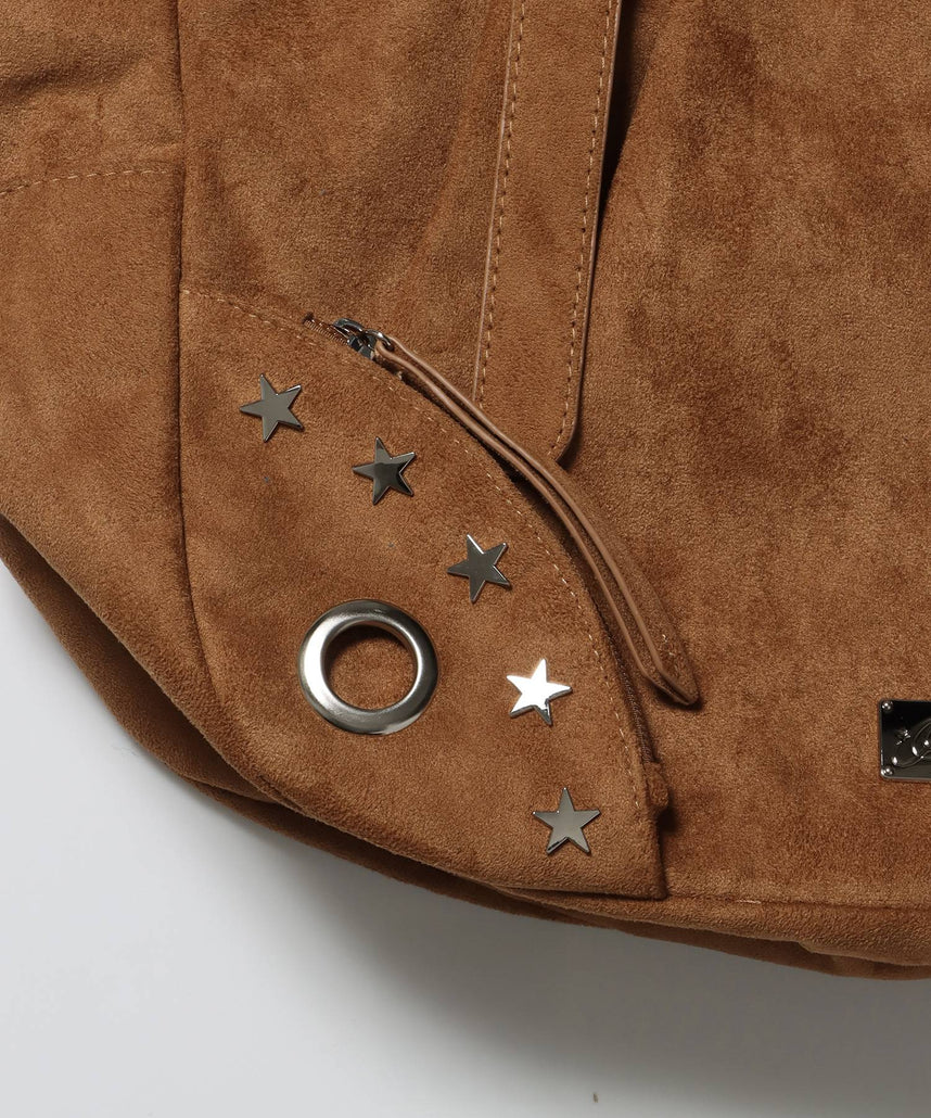 sqnz star eylet bag / フェイクレザー フェイクスウェード バック アジャスター ハンドバック ハトメ