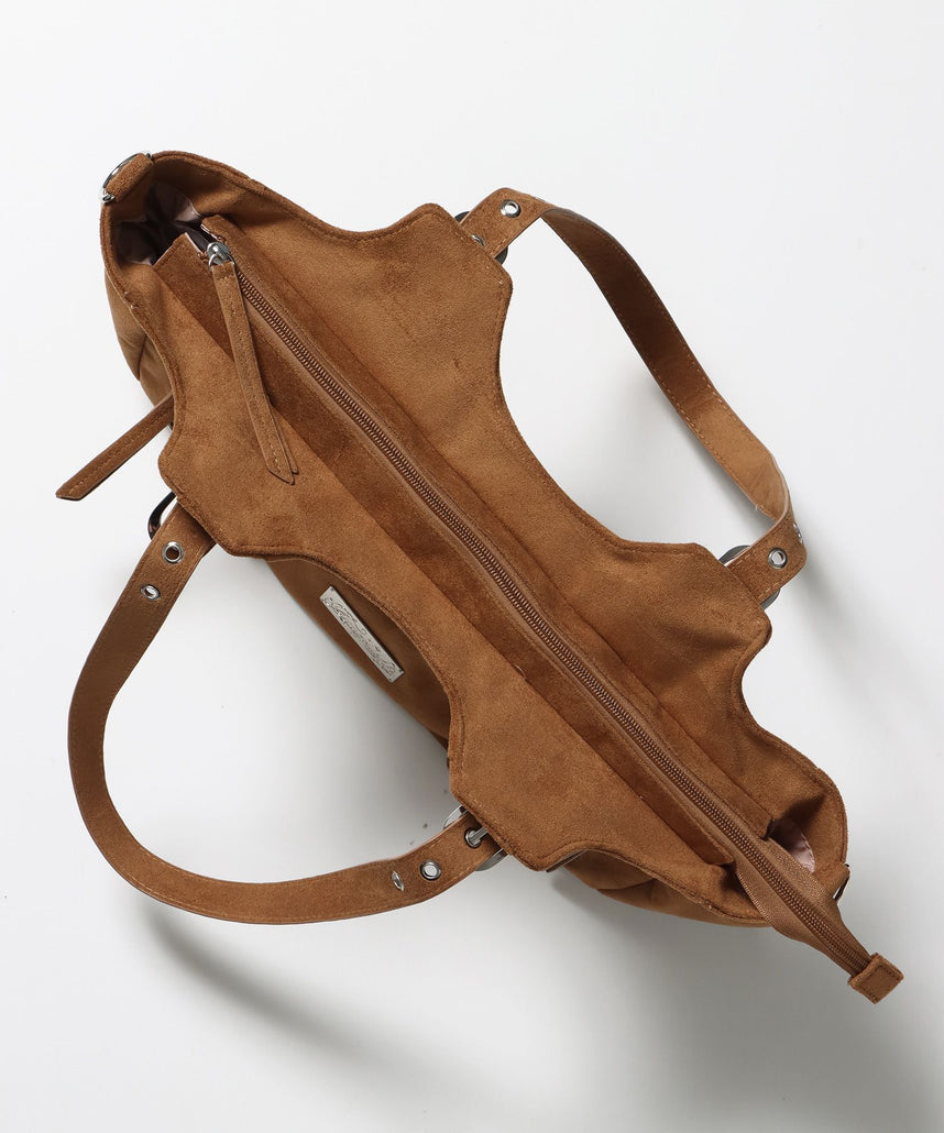 sqnz star eylet bag / フェイクレザー フェイクスウェード バック アジャスター ハンドバック ハトメ