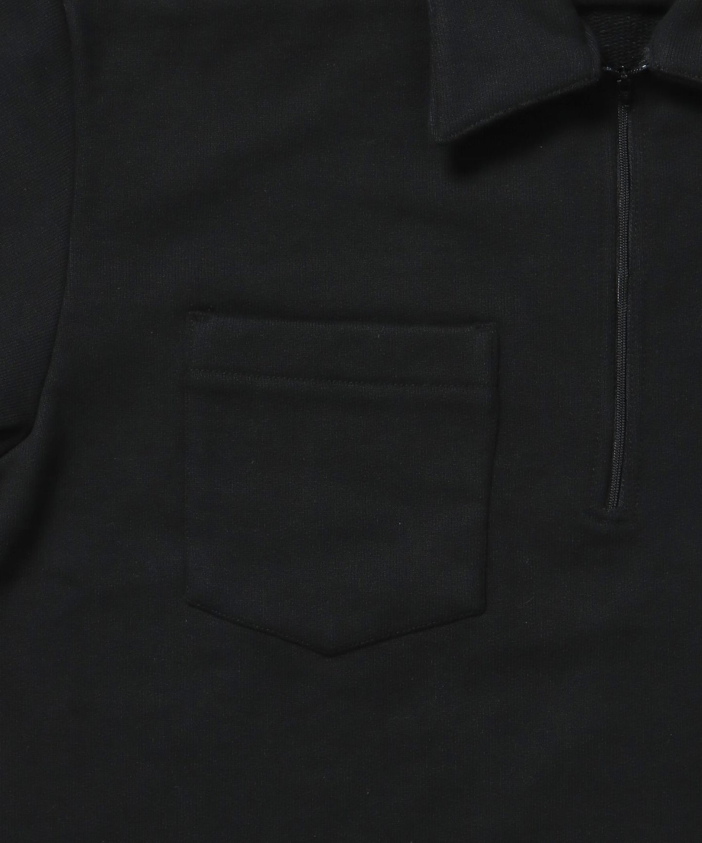 90TH H.SWEAT S/S 1/2 ZIP SHIRT / ヘビーウェイト 半袖 ハーフジップ 裏毛 ワンポイント ≪セットアップ対応≫ ブラック