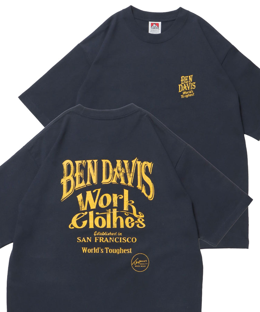 【BEN DAVIS（ベンデイビス）】CLASSIC LOGO TEE NV / オーバーサイズ ヘビーウェイト 半袖 クルーネック プリント ワンポイント ダークグリーン ネイビー