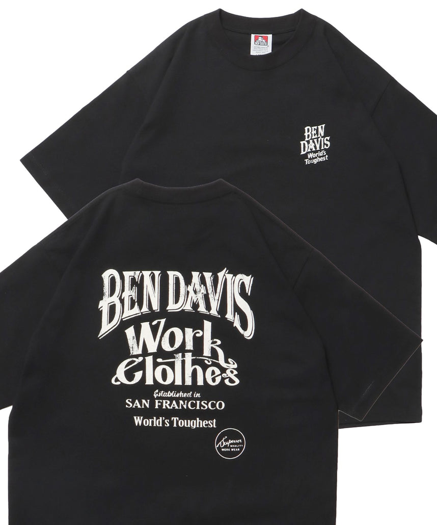 【BEN DAVIS（ベンデイビス）】CLASSIC LOGO TEE NV / オーバーサイズ ヘビーウェイト 半袖 クルーネック プリント ワンポイント ブラック