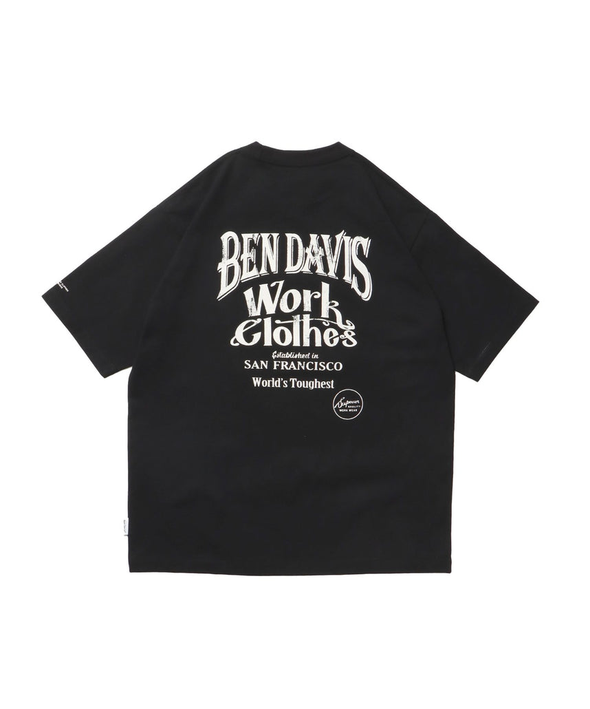 【BEN DAVIS（ベンデイビス）】CLASSIC LOGO TEE NV / オーバーサイズ ヘビーウェイト 半袖 クルーネック プリント ワンポイント ブラック