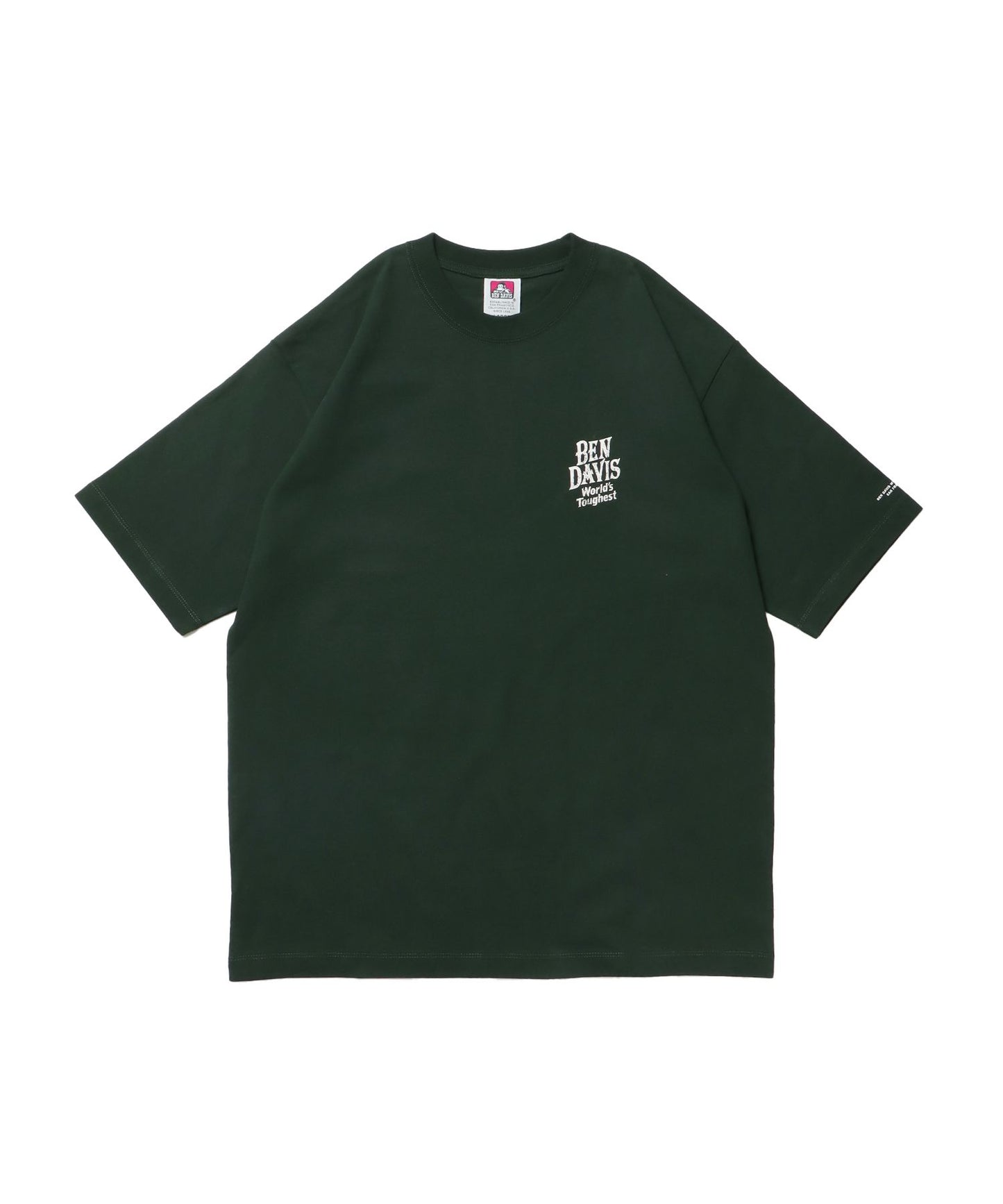 【BEN DAVIS（ベンデイビス）】CLASSIC LOGO TEE NV / オーバーサイズ ヘビーウェイト 半袖 クルーネック プリント ワンポイント ダークグリーン