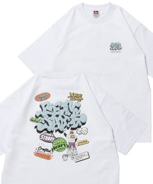 OVERLAP TEE NV / オーバーサイズ 半袖 ワンポイント プリント クルーネック ホワイト