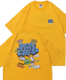 OVERLAP TEE NV / オーバーサイズ 半袖 ワンポイント プリント クルーネック イエロー