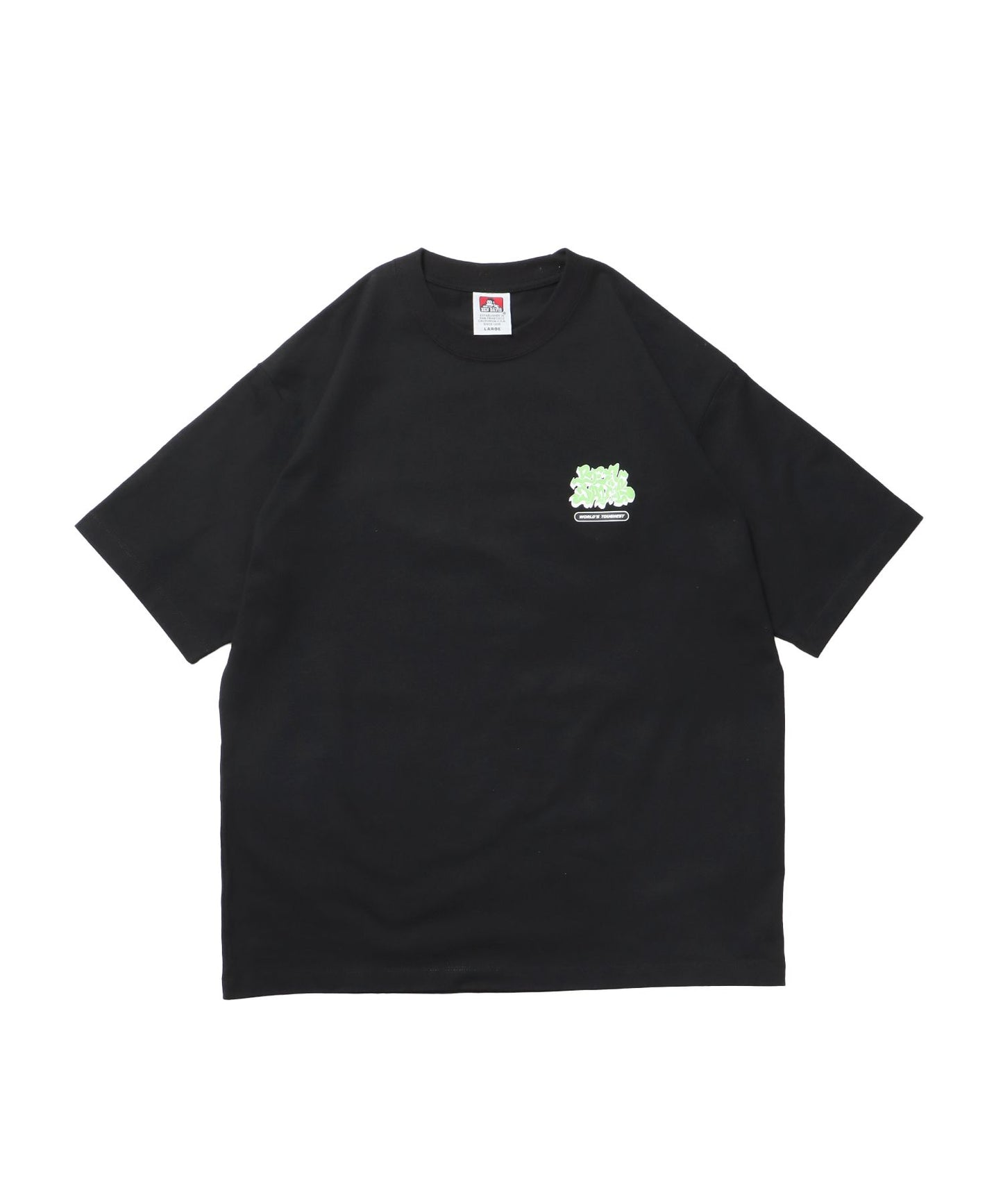 【BEN DAVIS（ベンデイビス）】OVERLAP TEE NV / オーバーサイズ 半袖 ワンポイント プリント クルーネック ブラック