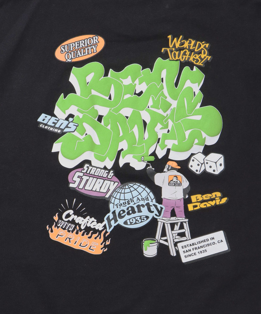 OVERLAP TEE NV / オーバーサイズ 半袖 ワンポイント プリント クルーネック ブラック