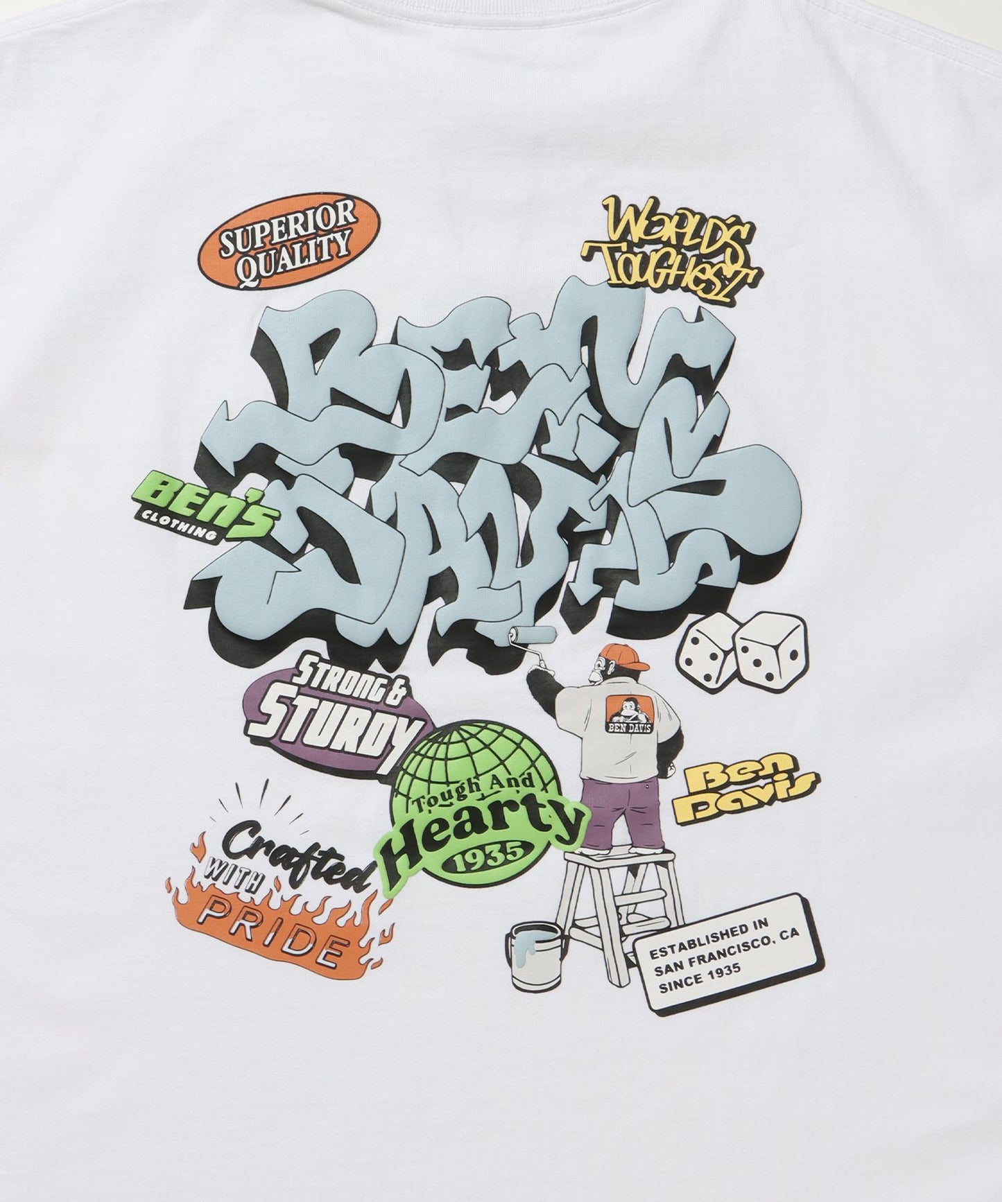 OVERLAP TEE NV / オーバーサイズ 半袖 ワンポイント プリント クルーネック ホワイト